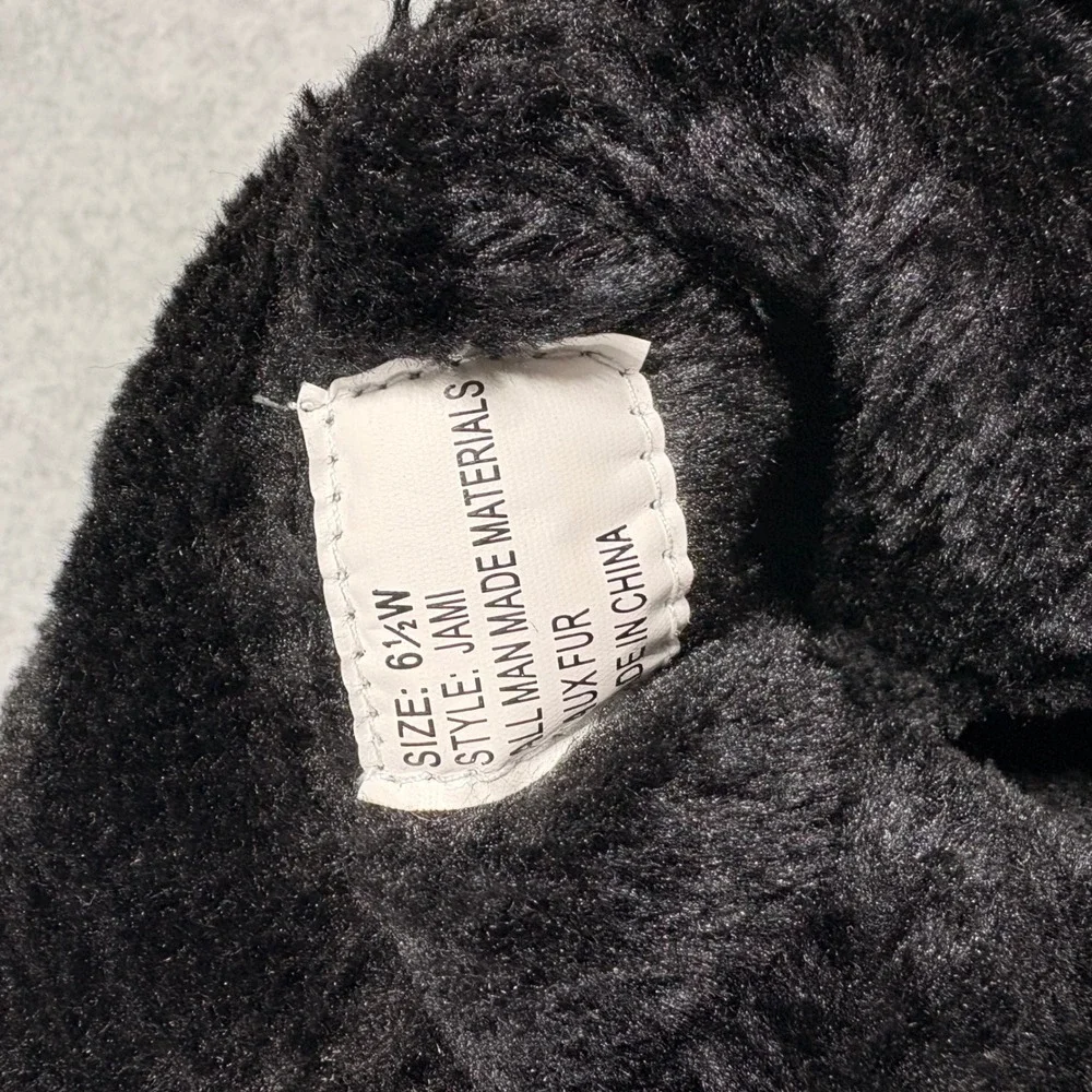 Totes Jami Black Quilted Tall Winter Boots Faux Fur Trim Lace Up Zip Womens 6.5W